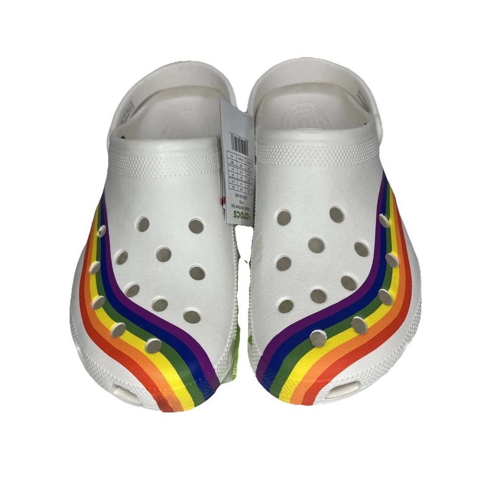 NWT Men's Crocs Classic Rainbow Dye Clog Size 13 Pride Comfort Slip On Shoe